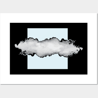 Light Blue Gray and Black Graphic Cloud Effect Posters and Art